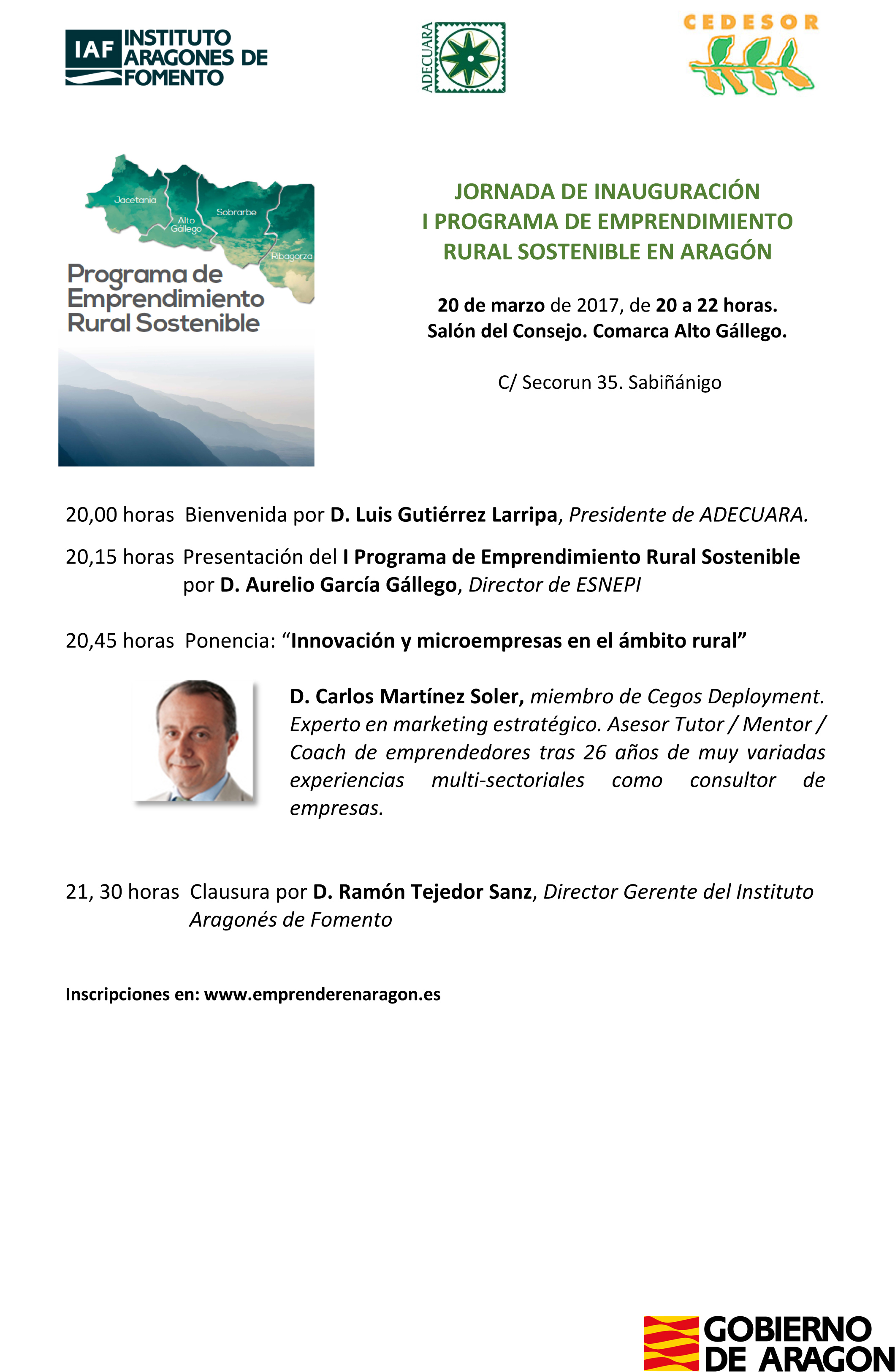 Jornada de inauguración I Programa de Emprendimiento Rural Sostenible en Aragón
