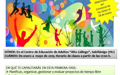 Certificado de Profesionalidad «Dirección y Coordinación de Actividades de Tiempo Libre Educativo Infantil y Juvenil», de enero a mayo en Sabiñánigo