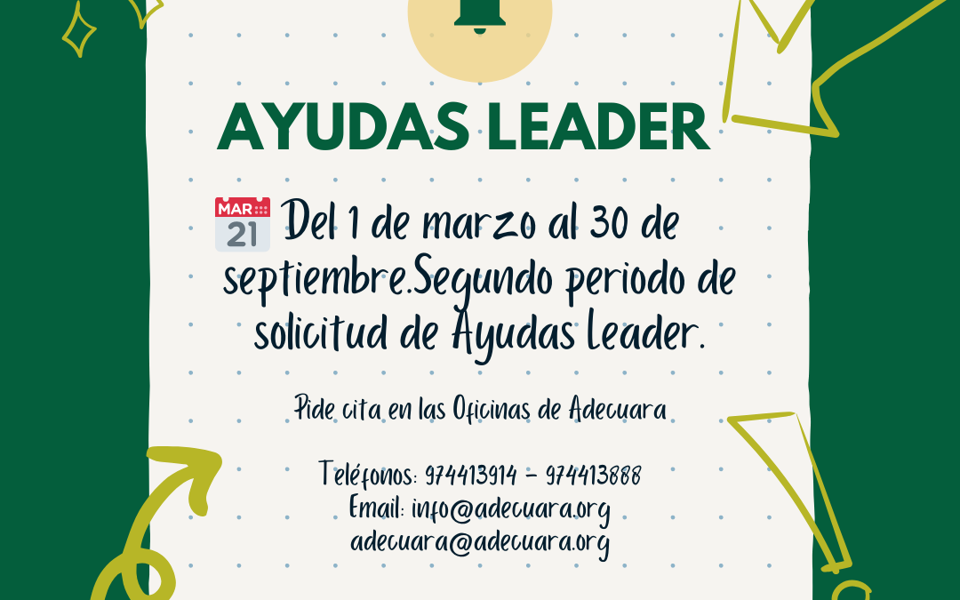 Abierto el segundo plazo de solicitud de Ayudas Leader. Periodo 2023-2027